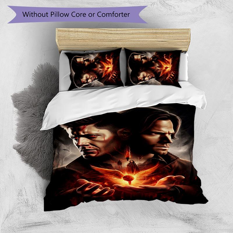 Supernatural 3pcs Bedding Set Duvet Cover Closure Includes 1 Duvet Cover & 2 Pillowcases for All Seasons Bedroom Home Dorm Decor