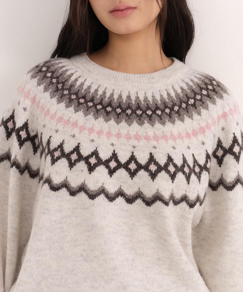 MUSINSA STANDARD WOMAN Women'S York Fair Isle Crew Neck Knit [Cream]