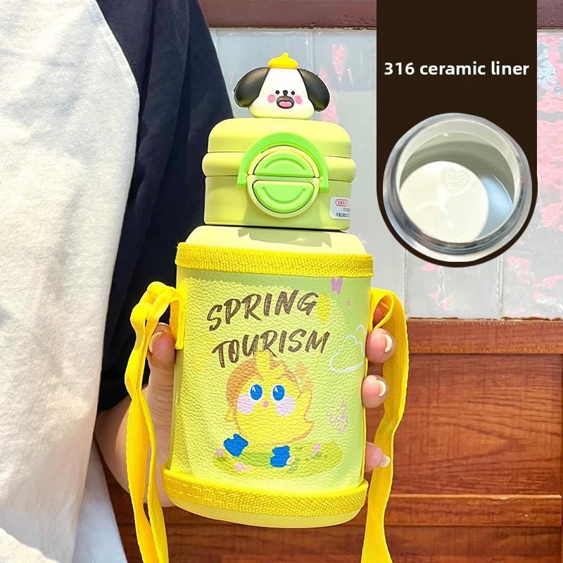 Childrens 600ml Insulated Thermos Bottle With Ceramic Inner For School And Travel