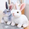 Simulation Rabbit Plush Doll Realistic Cute Furry Animal Bunny Plushie Toy Model Christmas Gift Kawaii Home Decoration