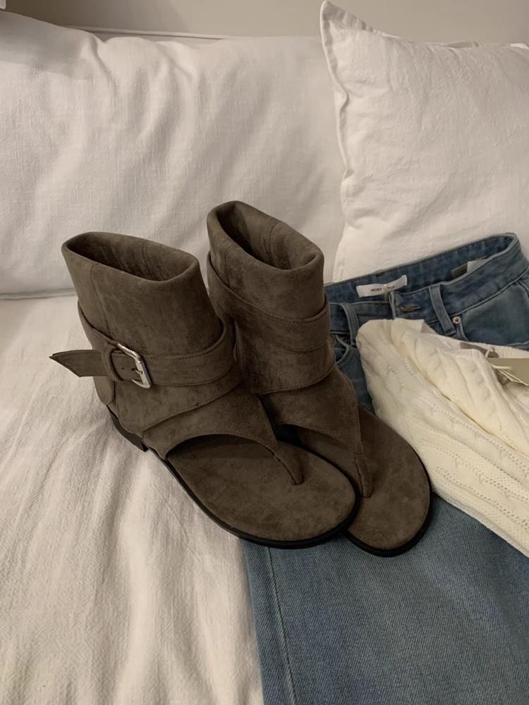 French Toe Sandals Women 2025 Summer New Internet Celebrity Fashion Women's Shoes Cowboy Boots Sandals Retro Versatile Women's Shoes