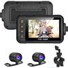 BEYI Motorcycle Dash Camera, Full Waterproof, 3 Inch Monitor, Front and Rear Camera, Simultaneous