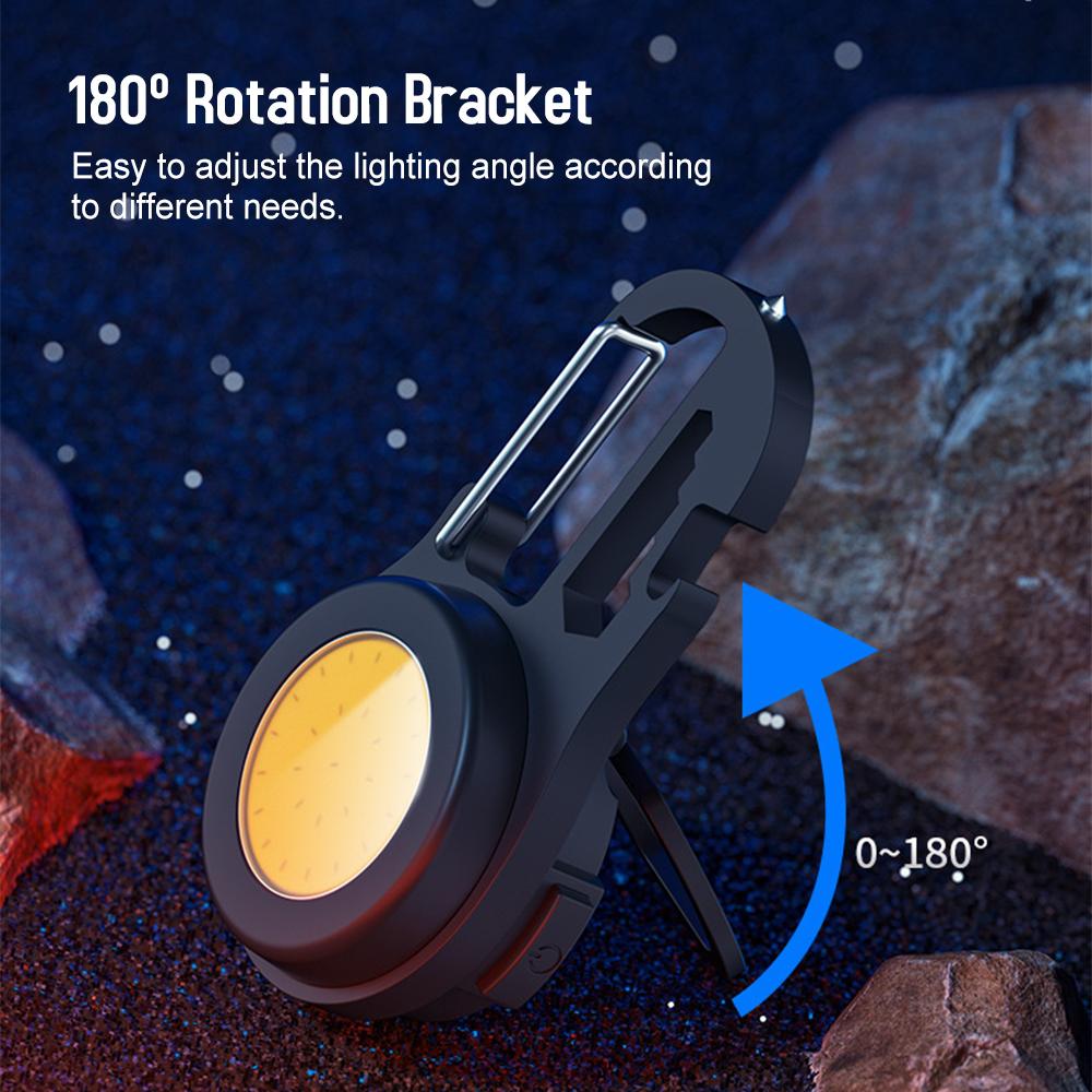 Мини-брелок-фонарик, светодиодный брелок для ключей, фонарик, вращающийся на 180 градусов, перезаряжаемый магнитный светильник