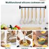 Набор кухонных принадлежностей - набор из 33 предметов из силикона с антипригарным покрытием и деревянной ручкой, кисточка для смазывания, венчик для взбивания яиц, щипцы.