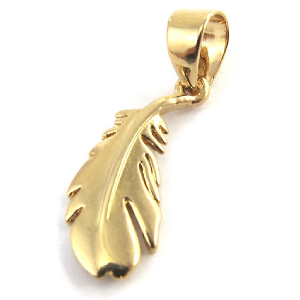Les Trésors De Lily [M8757] - Gold Plated Pendant 'Feather'