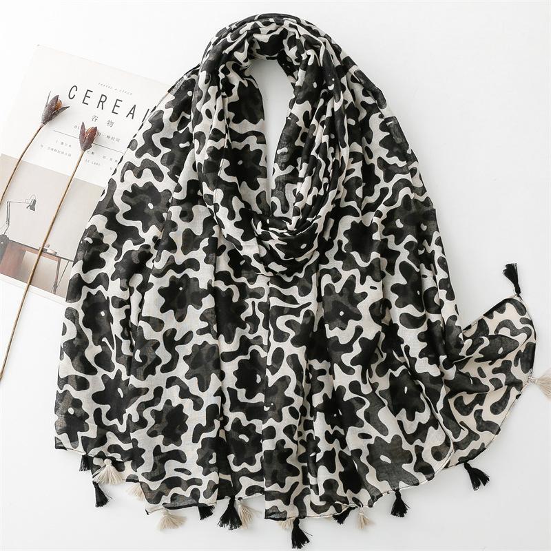 Thin Fashion Aztec Paisley Floral Tassel Viscose Shawl Scarf High Quality Wrap Pashmina Stole Bufandas Muslim Hijab 180*90Cm