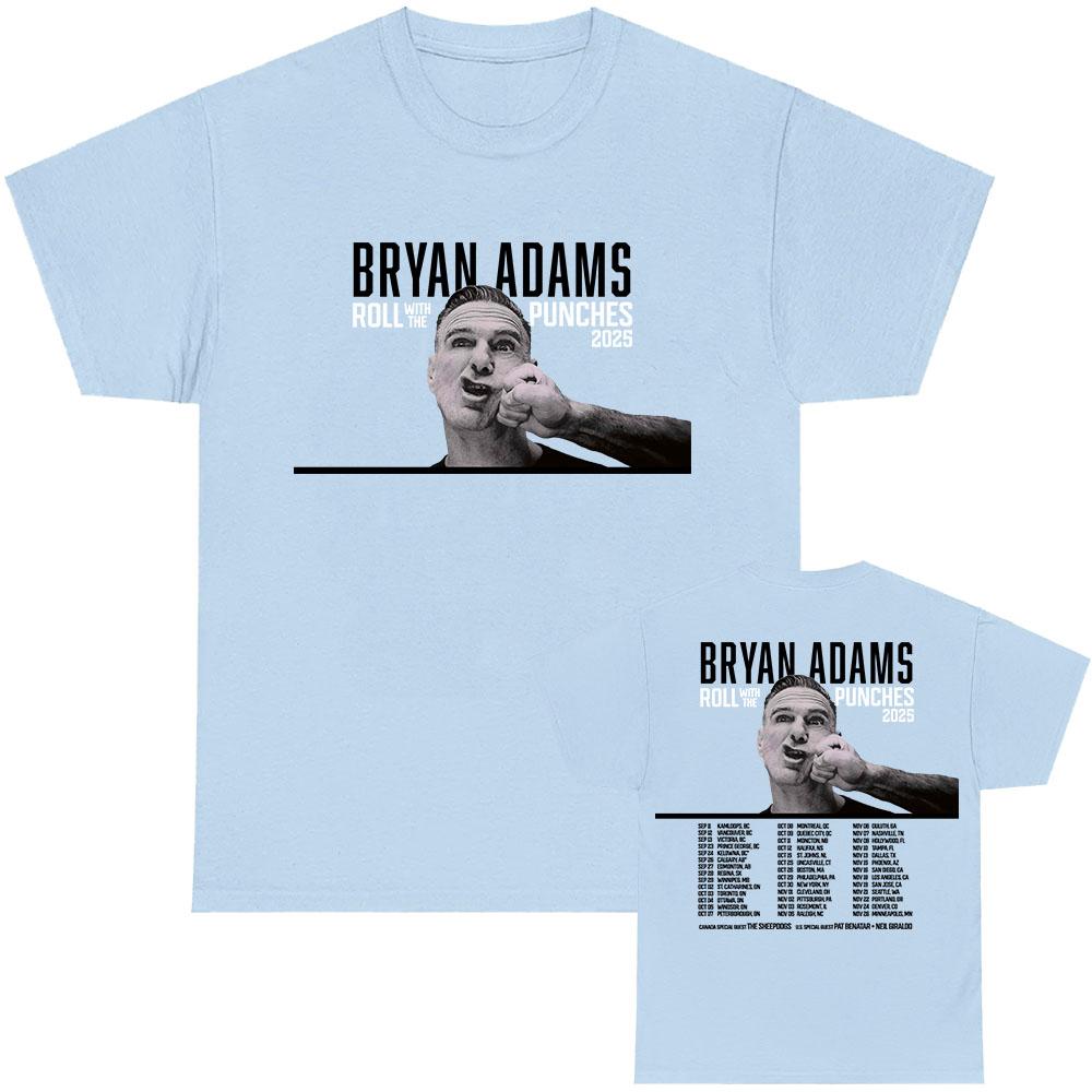 ROLL WITH THE PUNCHES TOUR 2025 Tshirt BRYAN ADAMS Singer Graphic Tshirts Cotton Summer Unisex Women T Shirt Oneck Unisex Clothes