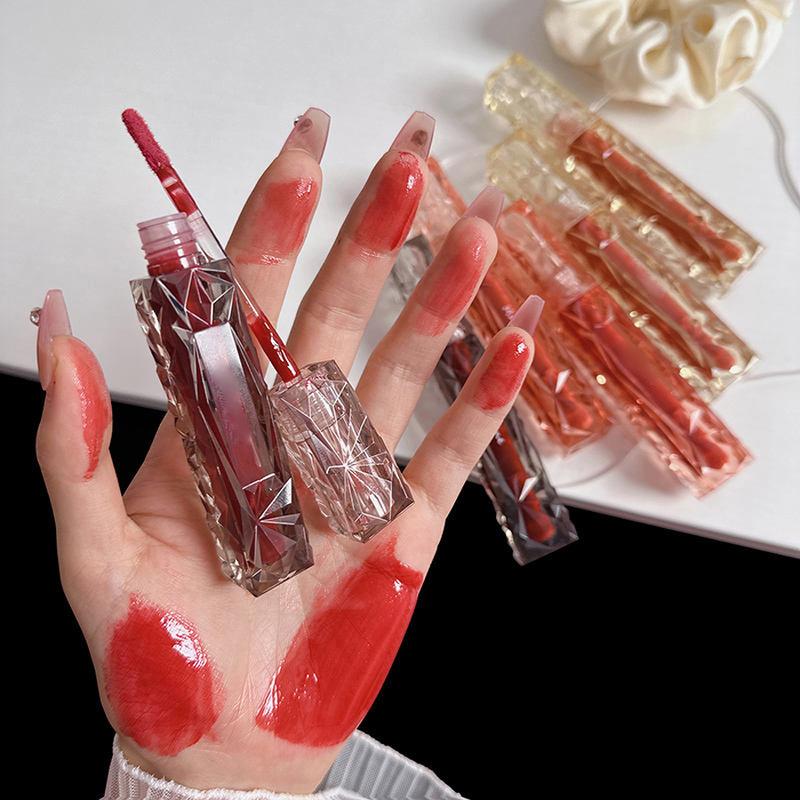 Crystal Diamond Mirror Shine Lip Gloss Long Lasting Moisturizing Water Shine Liquid Lipstick
