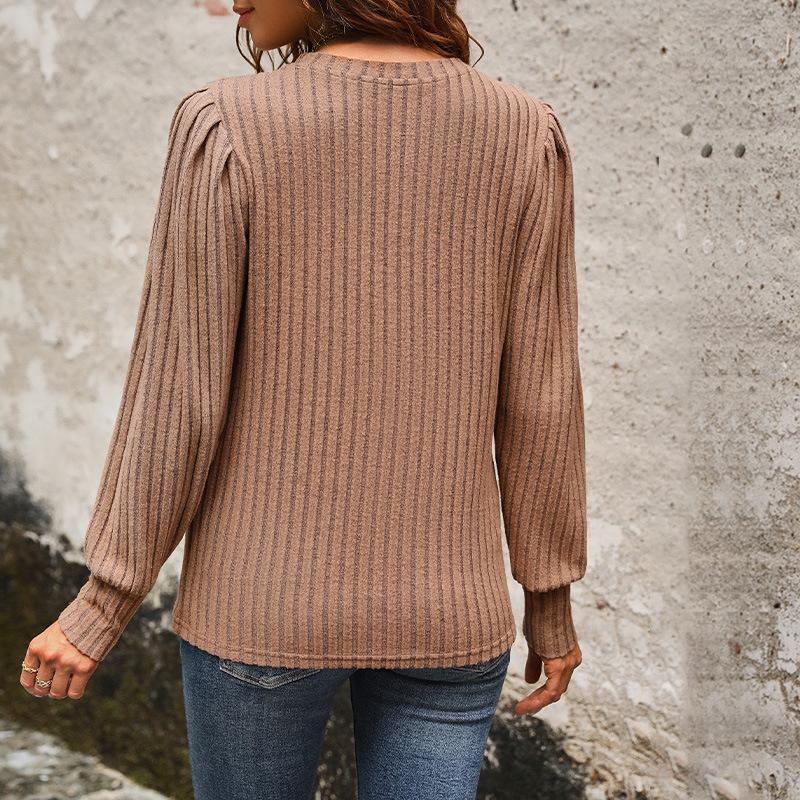 Женская мода повседневная осень-зима однотонный принт длинный рукав О-образный вырез пуловеры и длинные рукава