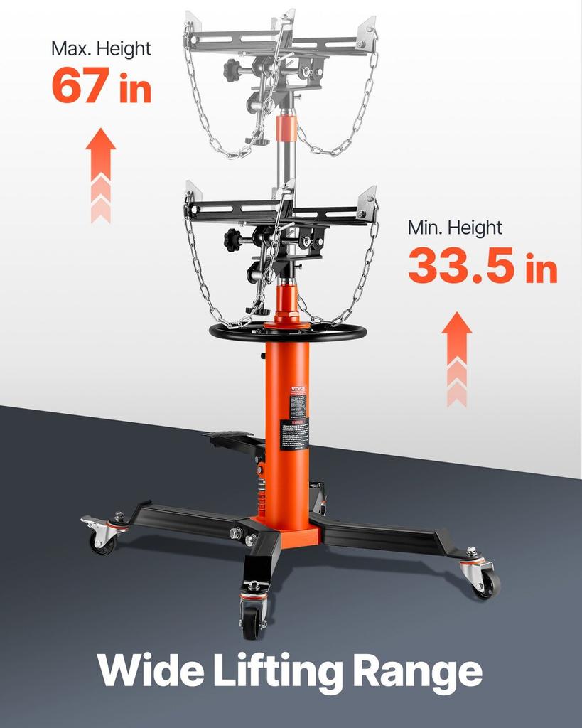 Transmission Jack 1100 lbs 2-Stage Hydraulic High Lift Vertical Telescopic