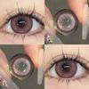MillCreek 2Pcs Contact Lense Graded 0.00~-8.00 Pink and Brown Natural Contact Lens Yearly Use 14.5mm