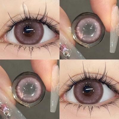 Контактные линзы MillCreek 2 шт., градуированные 0,00~-8,00, розовые и коричневые, натуральные контактные линзы для годового использования, 14,5 мм