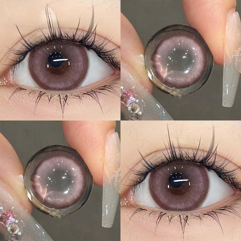 Контактные линзы MillCreek 2 шт., градуированные 0,00~-8,00, розовые и коричневые, натуральные контактные линзы для годового использования, 14,5 мм