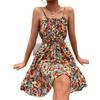 Summer New Sleeveless Dress Pullover Print Strap Short Skirt for Women