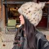 Панама с принтом леопарда и ушками медведя - Модная и утолщенная для осени и зимы