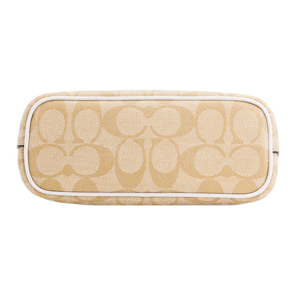 New COACH Gallery Canvas With Leather Handbag, Shoulder Bag, Crossbody Bag Small Size Women's Khaki & White CH468-IMDQC