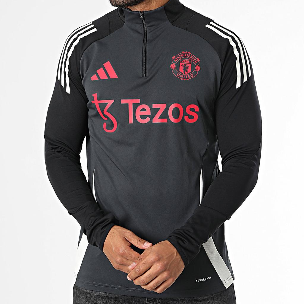 Adidas Футболка Manchester United Slim Fit Versatile с длинным рукавом для мужчин, цвет черный серый IS8082