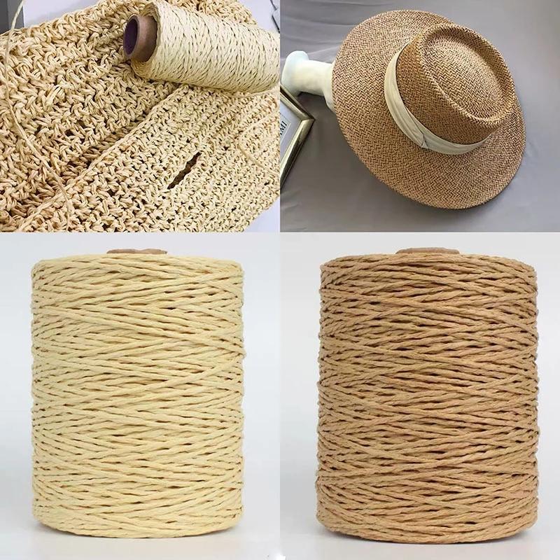 280M/Roll Cushion Baskets Knitting Material Hat HandBag Colorful Threads For Summer Hand Knit Crochet Natural Raffia Straw Yarn