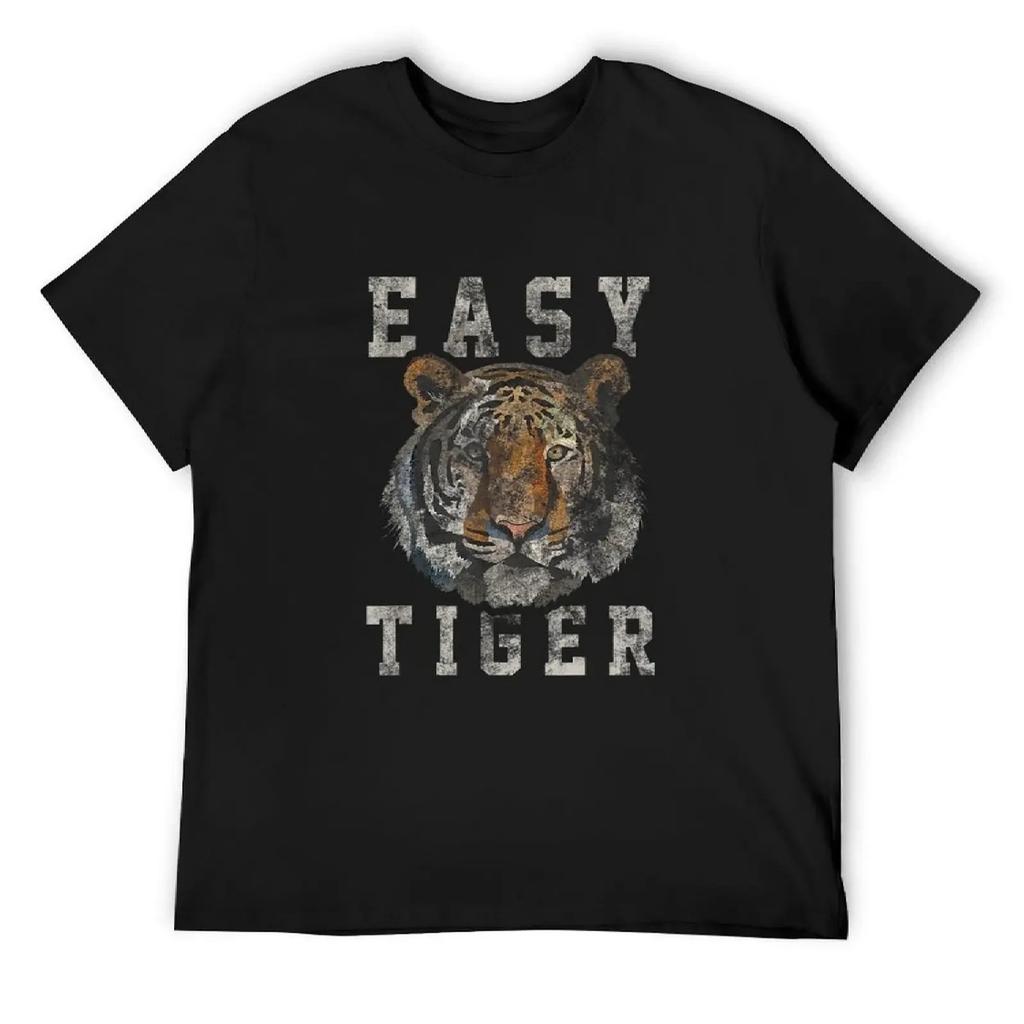 Easy Tiger выцветшая повседневная шикарная футболка с принтом для женщин летний топ винтажная аниме-рубашка мужские футболки с графикой хип-хоп