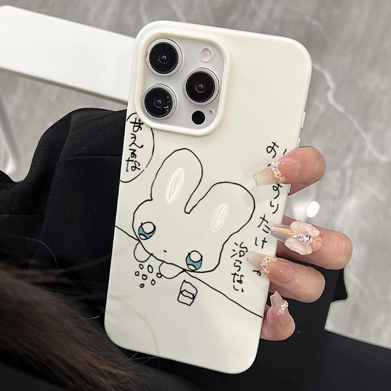 Защитный чехол для телефона с рисунком мультяшного кролика для iPhone 16 Pro Max 15 14 13 12 11 Pro Plus 16E, чехол с милыми животными, ударопрочный
