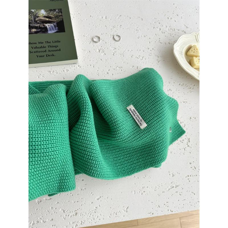 Sheep Wool Couple Solid Color Knitted Wool Scarf Women's Autumn and Winter Value for Money, Thickened Warm Scarf