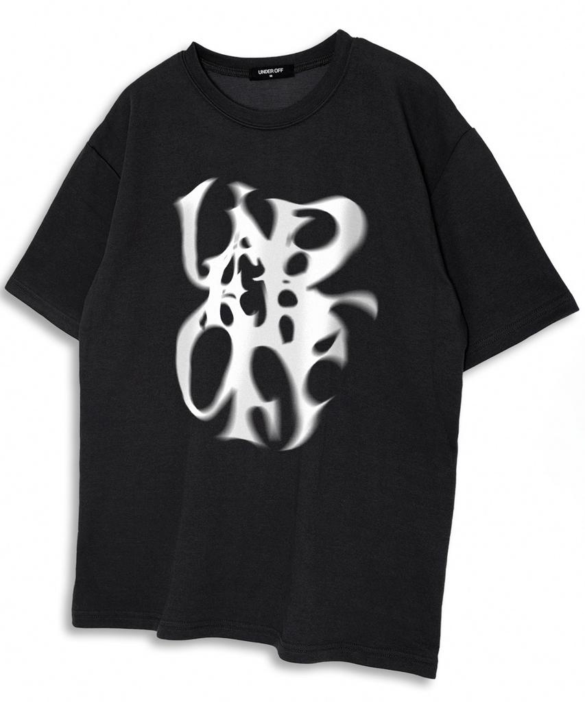 Under Off Oversized Crew Neck Smoked Short Sleeve T-Shirt White