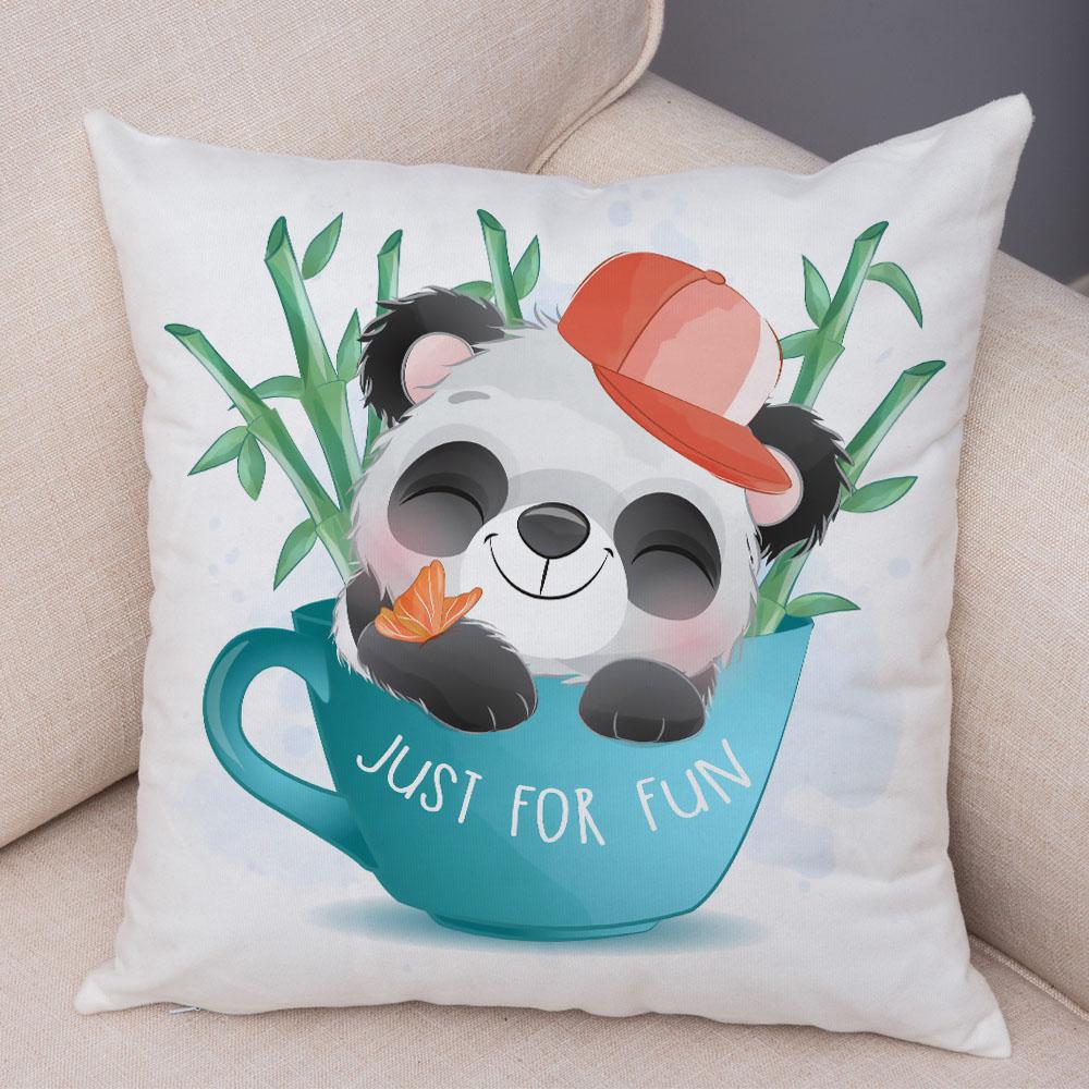 Детская комната, диван, украшение для дома, автомобиля, милая наволочка с изображением животных, мягкая плюшевая подушка с рисунком китайской панды