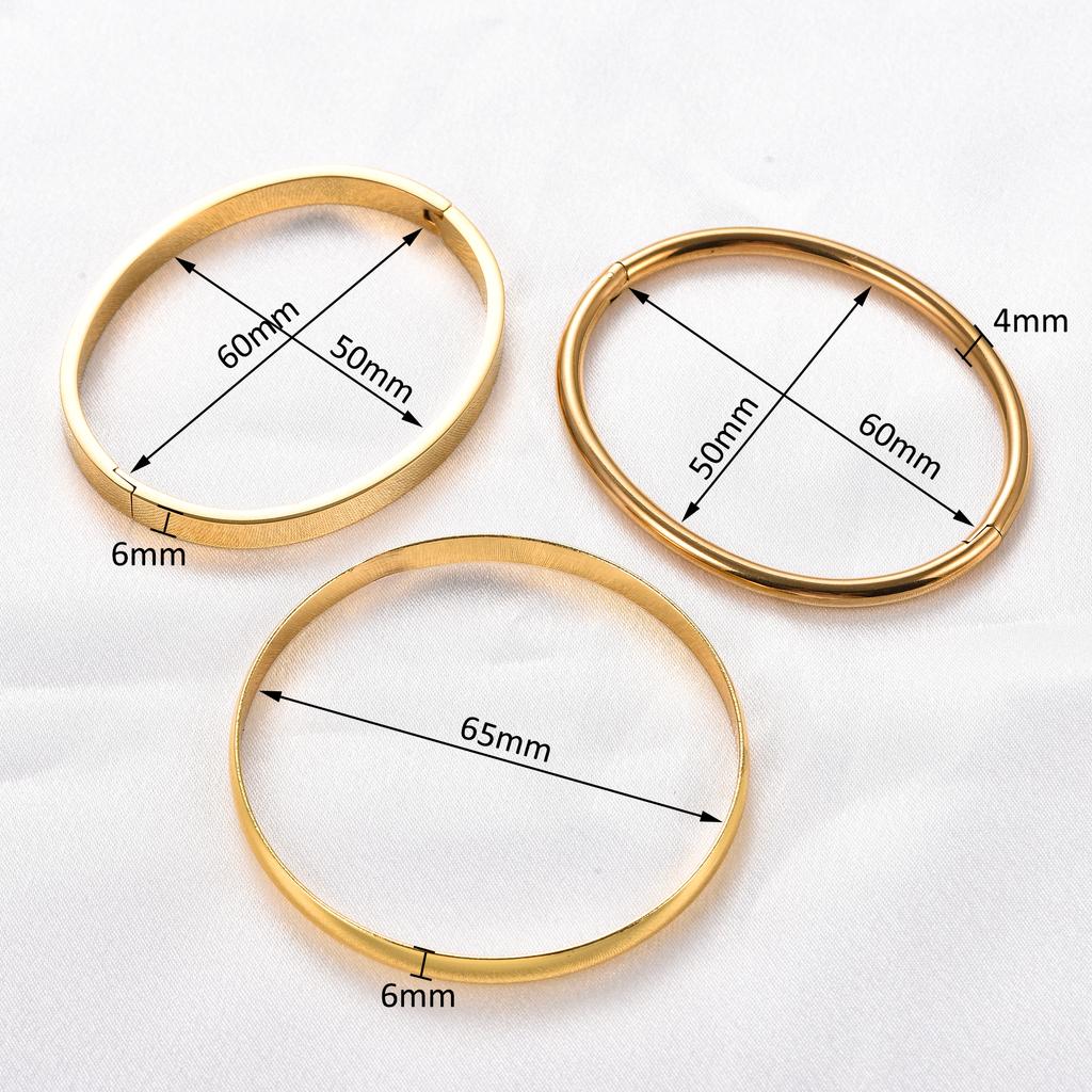 Basic Stainless Steel Plain Bangle for Women Openable Smooth Cuff Bracelet Wristband Polished Metal Jewelry Accessories Gift