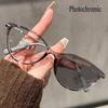 Men Women New Fashion Photochromic Myopia Glasses Retro Cat Eye Near Sight Eyewear Color Changing Minus Diopter Sunglasses