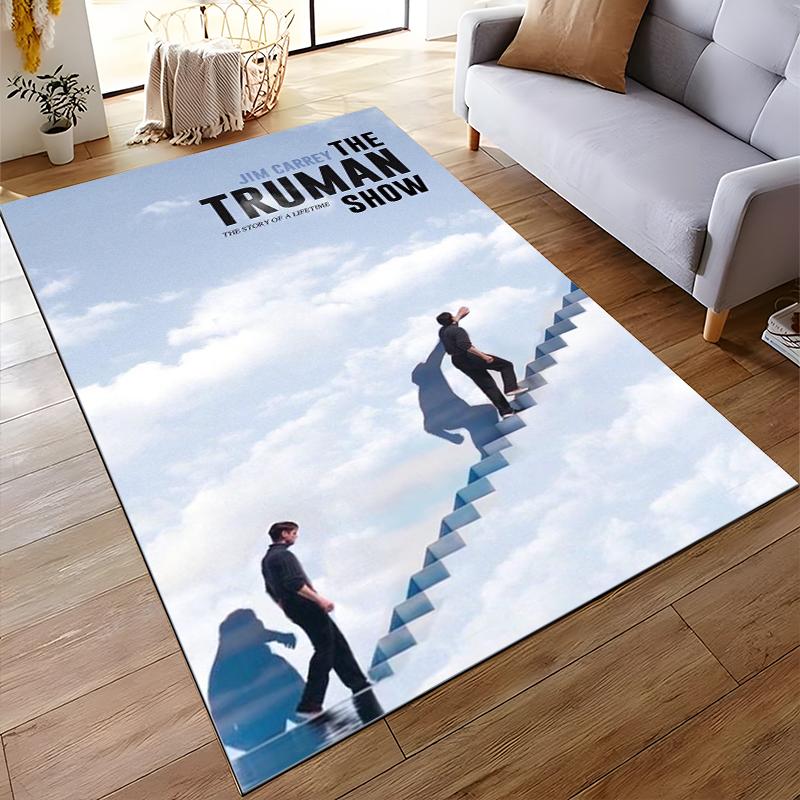 "Cloudy Stairway Scene with Man in Motion" Non-slip rug suitable for living room and bedroom sofas sofas.