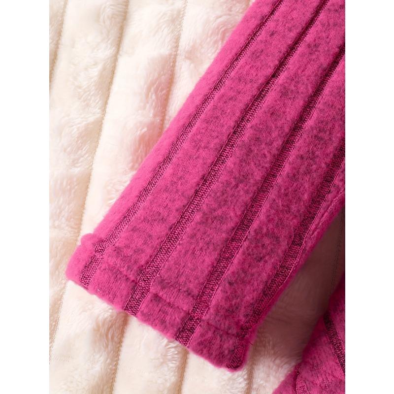 Шикарный комплект для девочек: платье с длинным рукавом и бантом и брюки - Уютная флисовая подкладка, однотонный, машинная стирка - Идеально для осени/зимы, идеально для улицы