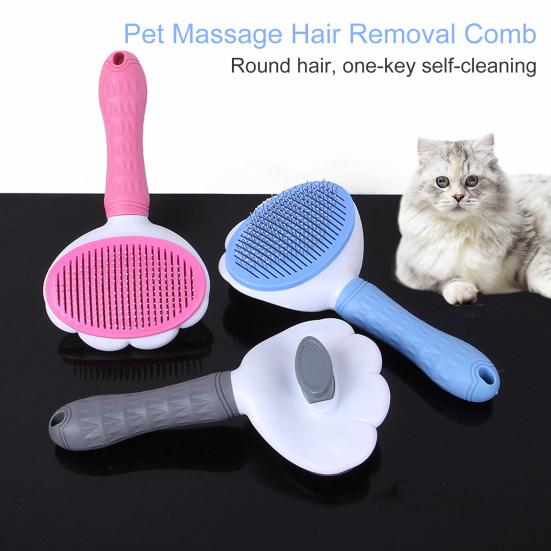 Pet Grooming Comb Remove Tangled Hair Shedding Tool Self Cleaning Brush Cat Body Massage