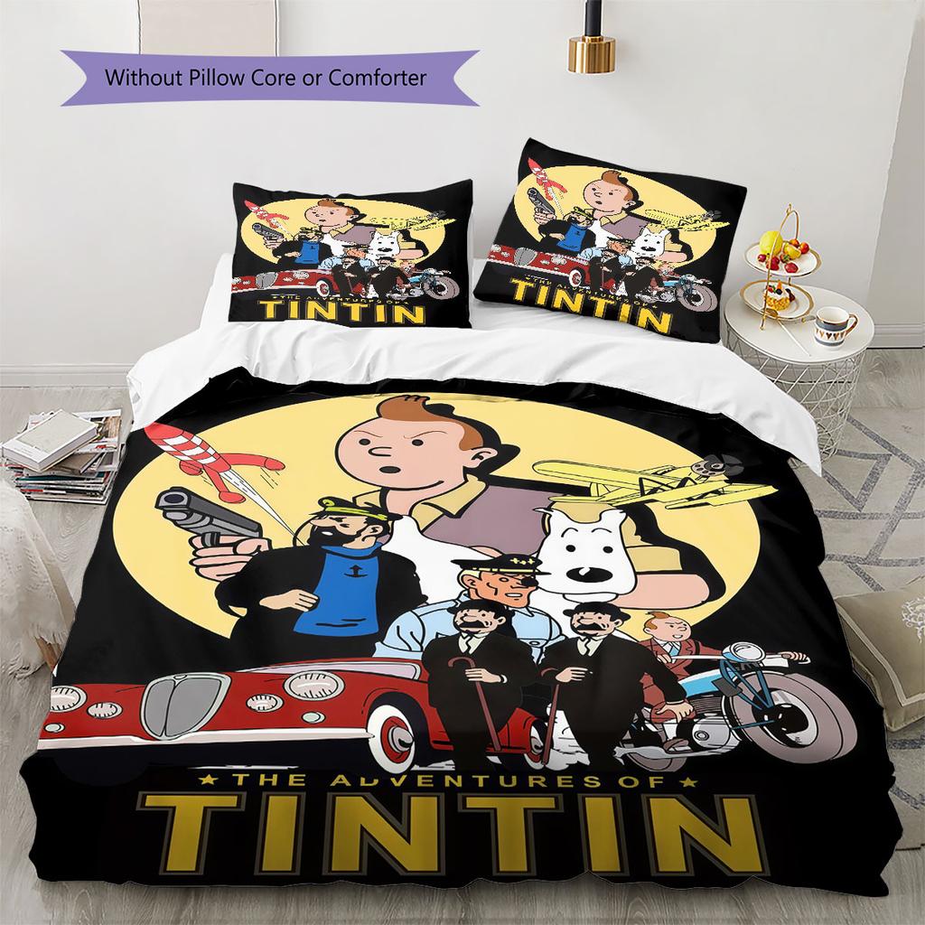 Tintin Brave Quest Bedding Quilt Set Quilt Cover Pillowcase Home Decoration Birthday Gift (1 * duvet cover + 2 * pillowcase, without core)