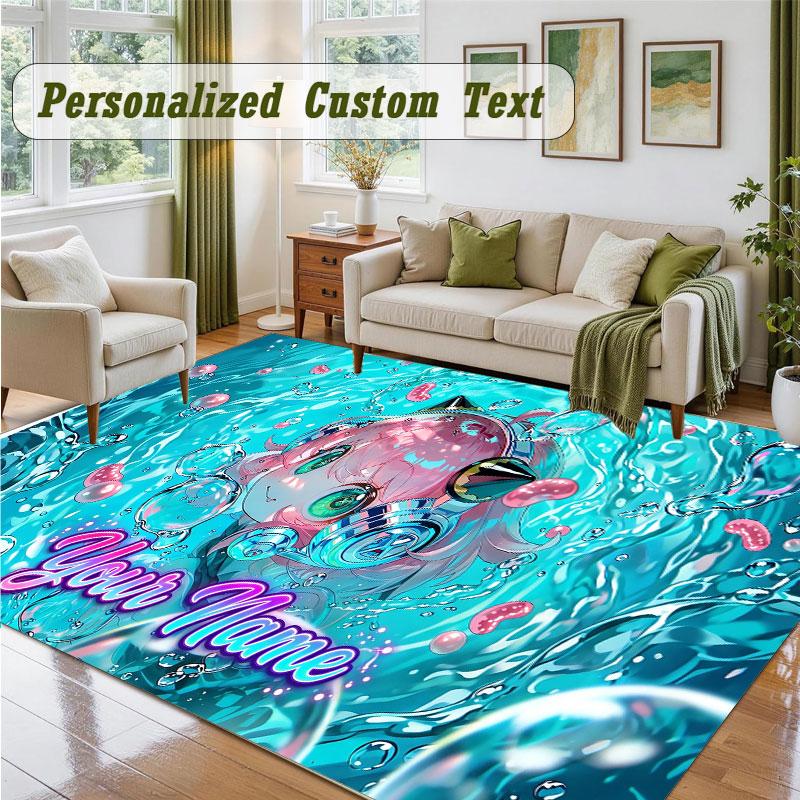 Crystal Velvet Square Rug Custom NameSpy × Family Pattern Non Slip Home Floor Decor Rug