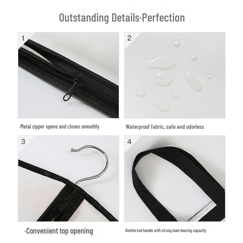 Утолщенный водонепроницаемый пылезащитный подвесной мешок для хранения костюмов, пальто и свадебных платьев