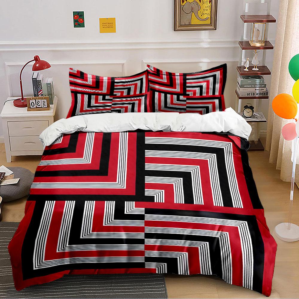 Geometric Red and Black Bedding Bedding Duvet Cover Set Duvet Cover Pillowcases (1 * Duvet Cover 2 * Pillowcases, without duvet insert)