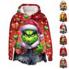 Ladies' Christmas Greentown Print Casual Long Sleeved Hooded Sweatshirt Top
