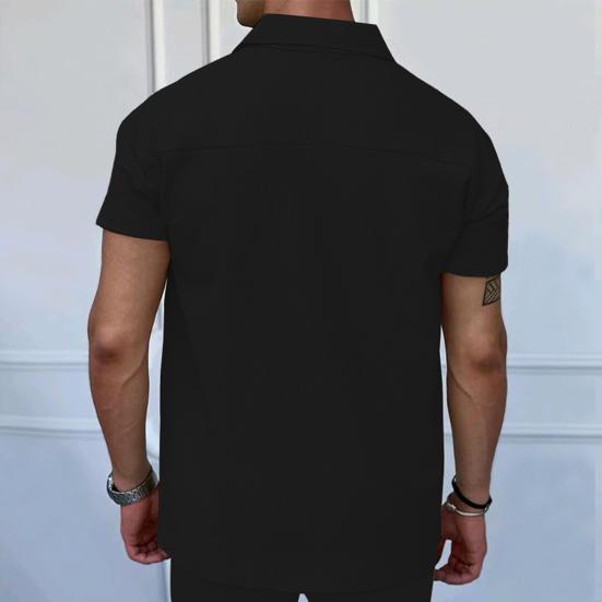 Мужская футболка с застежкой-молнией и лацканами, однотонная, с короткими рукавами, повседневная, свободная, летняя футболка для гольфа, уличной одежды, пляжа, путешествий