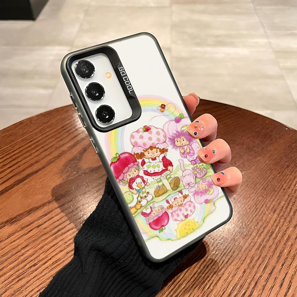 S-Клубника V-Винтаж S-Шорткейк Чехол для телефона Samsung Galaxy S24 S23 S22 S21 S20 Note20 Ultra Plus Fe цветной серебристый Чехол