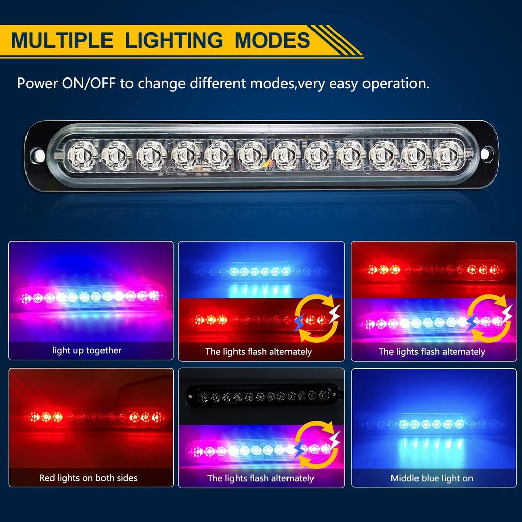 2 шт. 19 см стробоскопический светодиодный светильник 18 Вт 12-24 В 12 светодиодов аварийный стробоскопический светильник мигающая лампа (красно синий)