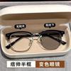 Color-Changing Retro Eyebrow Glasses Frame Men'S Business Photosensitive Gray Myopia Glasses Anti-Blue Light Versatile Flat Light