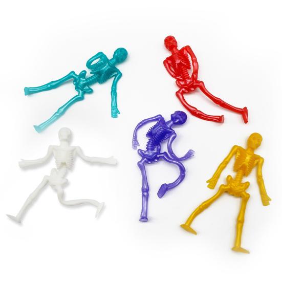 10/20/30Pcs Halloween Skeleton Stretch Toy Anxiety Stress Relief Portable Soft TPR High Elastic Colorful Skeleton Toy Party Favors Supplies