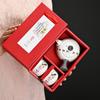 Kung Fu tea set, ceramic side handle pot, one pot, four cups, wedding souvenir gift box, opening snowflake gift.