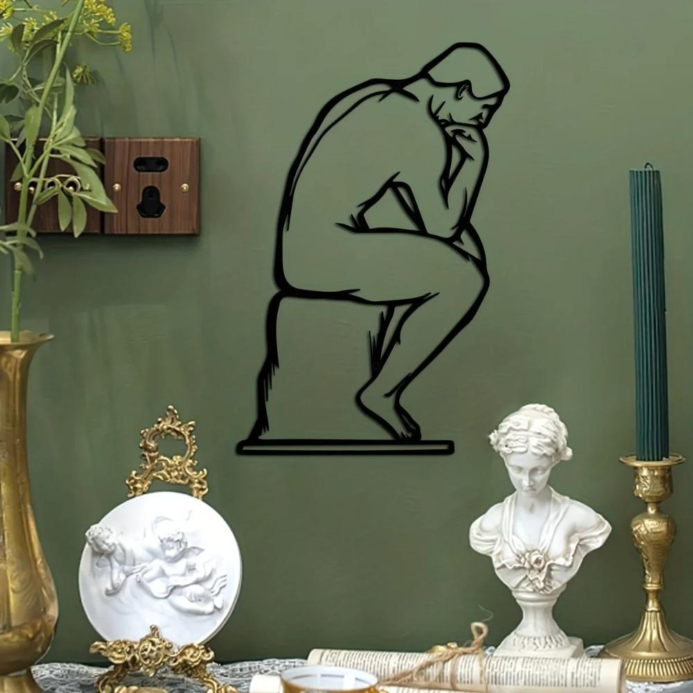 Thinker Metal Wall Art - Modern Minimalist Line Design | Stylish Wall Decoration for Bedroom, Living Room, and Office
