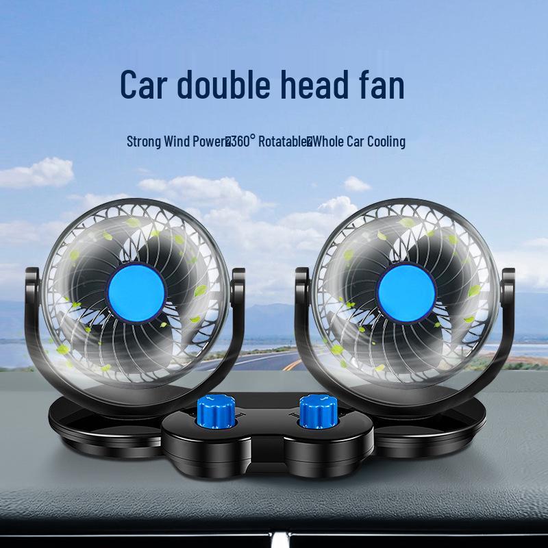 Dual Head 12V/4V/USB Car Fan with Double Control and High Wind Power