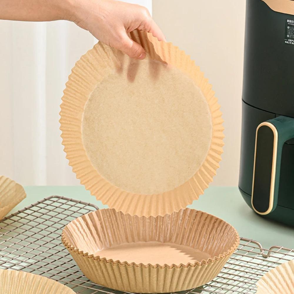 50/100 шт., одноразовая бумага для фритюрницы, антипригарная бумага для выпечки, круглые бумажные вкладыши для фритюрницы, бумажные кухонные аксессуары