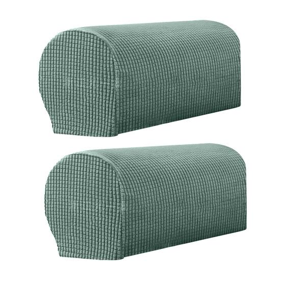 2 Pcs Sofa Arm Cover Elastic Thickened Dirt-resistant Solid Color Soft Fabric Anti-Slip