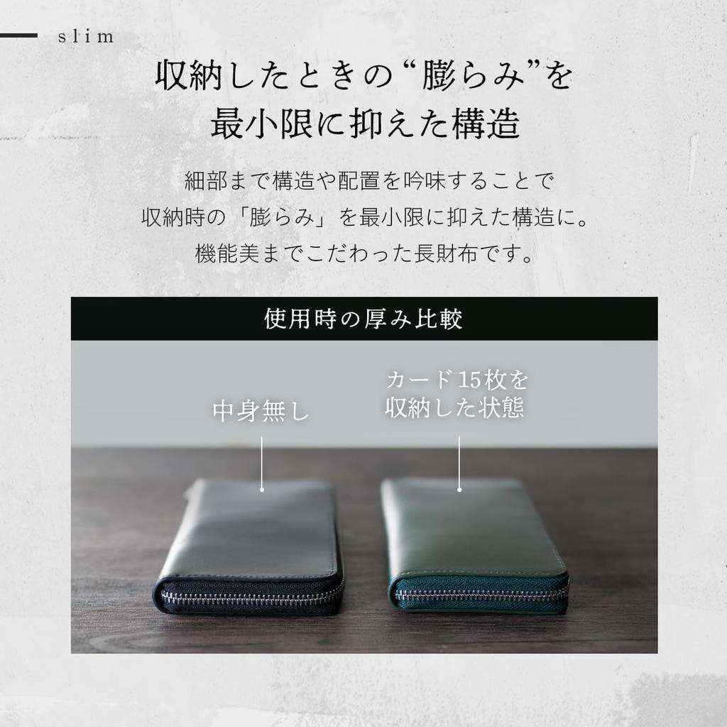 Длинный YKK Large 17 итальянский подлинный круглый зеленый [Dom Teporna] мужской кошелек, не выпирающий кошелек, молния, вместимость, карты, кожа, кожа, молния, тонкий,