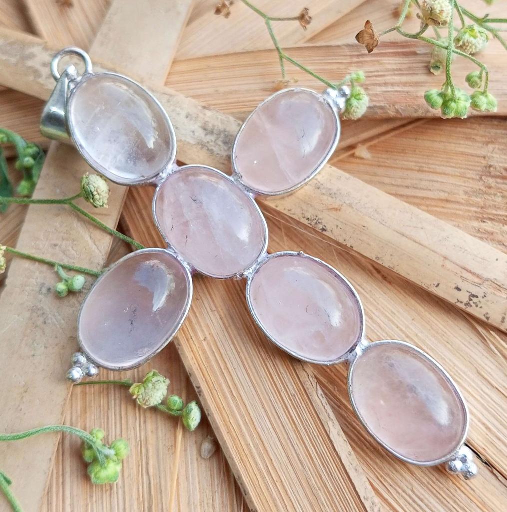 Розовый кварц, драгоценный камень, стерлинговое серебро 925 пробы, позолоченный, подвеска в форме креста, ювелирные изделия NST-J2H18176