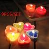 9pcs/set Heart Shaped Candles Scented Candles Wedding Decoration Valentine's Day Gift Romantic Marriage Paraffin Wax Candles